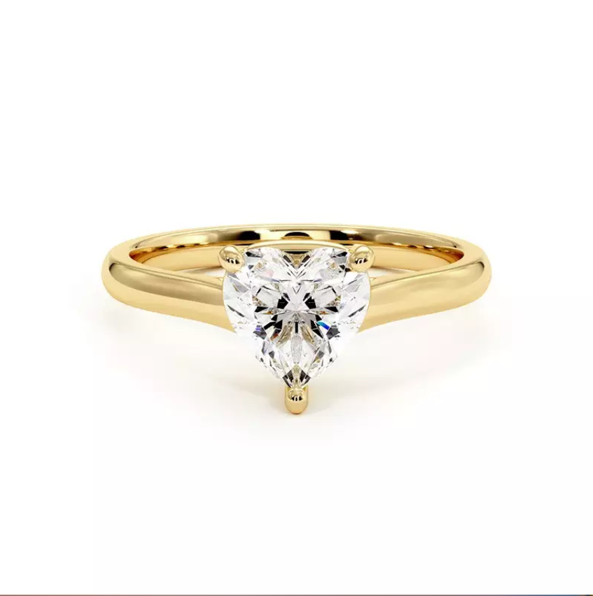 Promise diamond heart engagement ring yellow gold